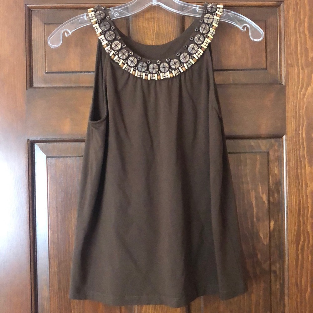 Talbots brown tribal tank top